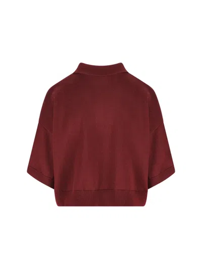 Celine Women Triomphe Wool Polo Shirt In Black