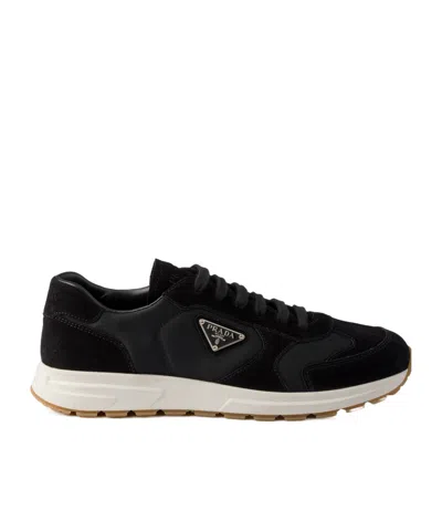 Prada Prax Suede And Re-nylon Sneakers In Black
