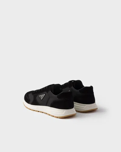 Prada Prax Suede And Re-nylon Sneakers In Black