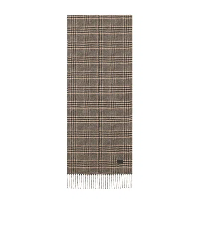 Saint Laurent Scarf In Prince Of Wales Silk And Cashmere In Gray