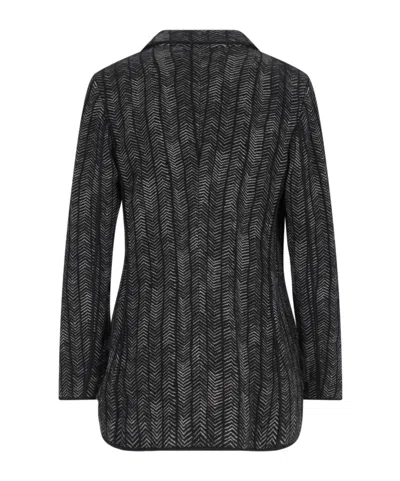Giorgio Armani Tailored Jacket With Patterned Notched Lapels In Black