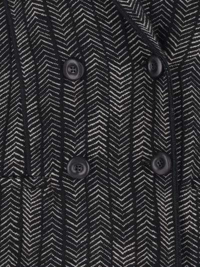 Giorgio Armani Tailored Jacket With Patterned Notched Lapels In Black