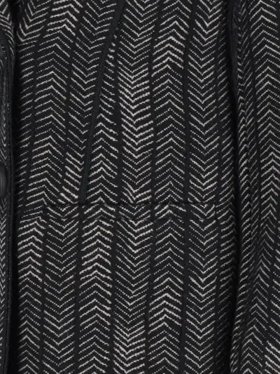 Giorgio Armani Tailored Jacket With Patterned Notched Lapels In Black
