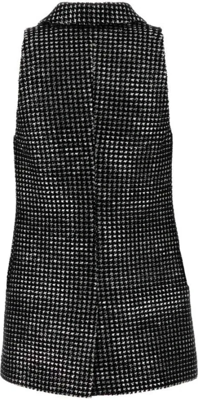 Giorgio Armani Textured Fabric Sleeveless Vest With Front Pockets In Black