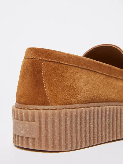 Weekend Max Mara Suede Knurl-textured Moccasins In Brown