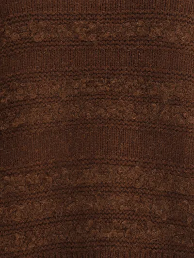 Fabiana Filippi Sweater With Round Neck In Mixed Wool In Brown