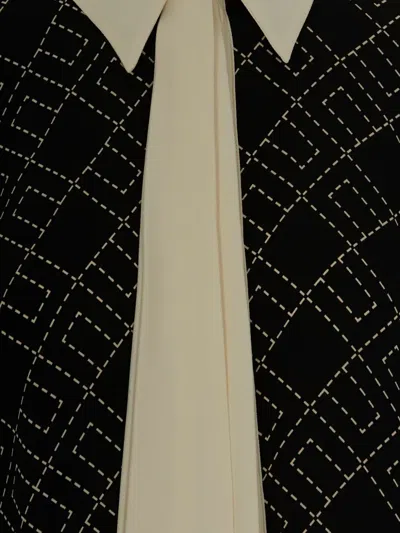 Elisabetta Franchi Georgette Shirt With Two-tone Print Black/milk In Black