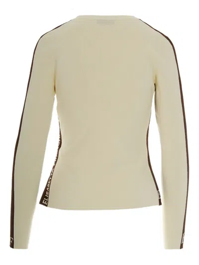 Elisabetta Franchi Sweater With Shiny Bands In White
