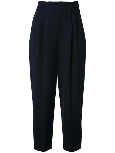 Delpozo Cropped Slim Wool-silk Trousers In Black