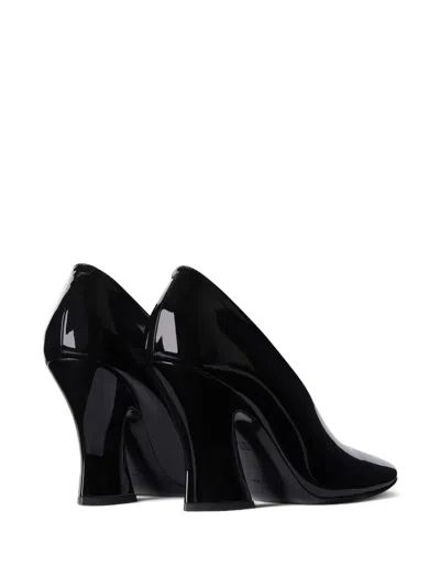 Givenchy Glossy Finish Curved Heel Pointed Toe Mules In Black