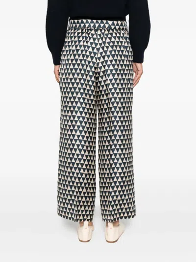 Max Mara Triangle-pattern Silk Trousers In Neutral