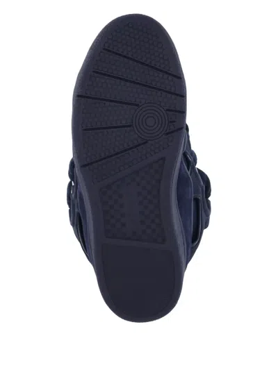 Lanvin Curb Lace-up Embossed-logo Sneakers In Blue