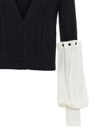 Hellessy Angelite Cable-knit Balloon-sleeve Cardigan In Black