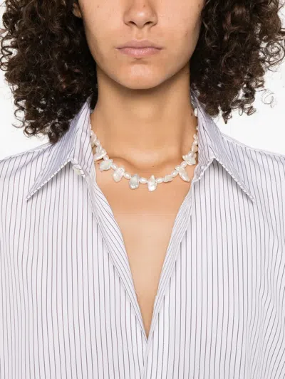 Plan C Striped Shirt In White