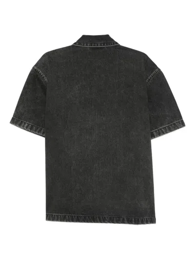 7 For All Mankind `over Camp Shirt Caviar` Shirt In Black