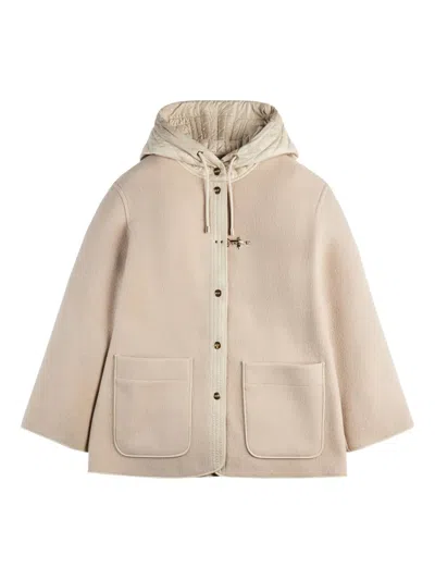 Fay Hooded Jacket With Drawstring And Pockets In Neutral