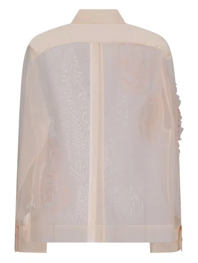 ROSE-EMBELLISHED TULLE SHIRT