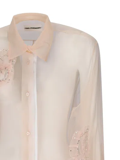 ROSE-EMBELLISHED TULLE SHIRT