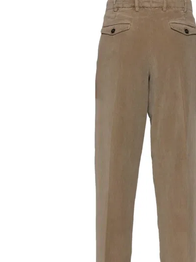 Pt Torino Tailored Trousers With Subtle Corduroy Texture And Comfortable Fit In Brown
