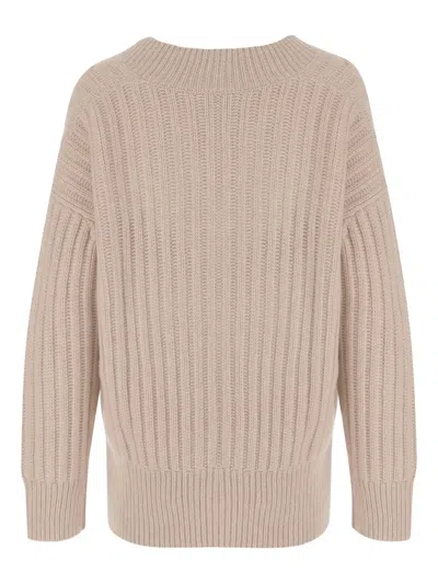 Allude V-neck Cashmere Sweater With Rib Knitting And Elasticized Edges In Gray