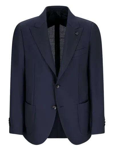 Lardini Single-breasted Patch-pocket Jacket In Blue