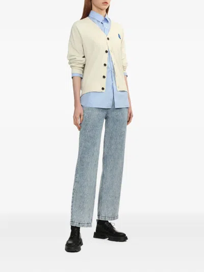 Ader Error Sig; Bl Tag Logo-patch Button Cardigan In Neutral
