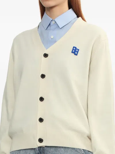 Ader Error Sig; Bl Tag Logo-patch Button Cardigan In Neutral