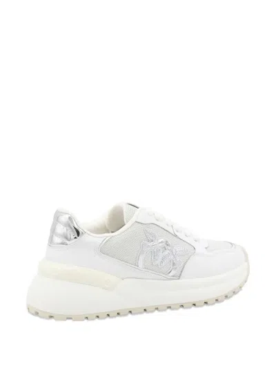 Pinko Logo And Mirrored Detail Sneakers In White