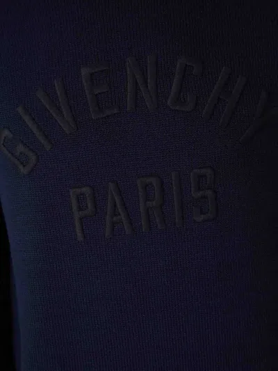 Givenchy Turtleneck Sweater In Cotton With Paris Embroidery Clothing In Blue