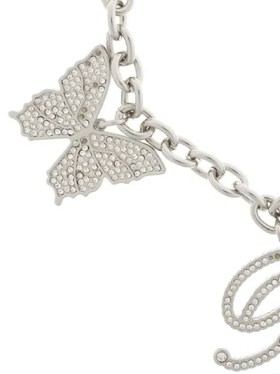 Blumarine Butterfly Rose Charm Bracelet In Metallic