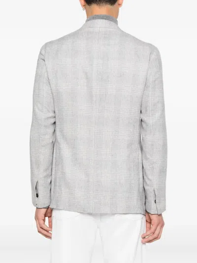 Eleventy Checked Single-breasted Blazer In Gray