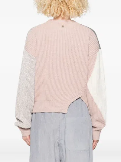 Liu •jo Liu Jo Geometric Pattern Wool-blend Sweater In Pink