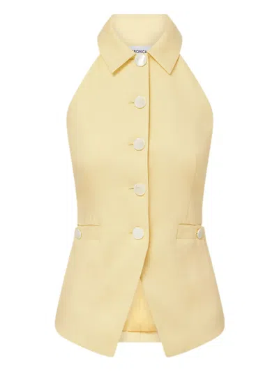 Veronica Beard Orlinda Halter Neck Vest In Chamomile In Gold