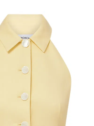 Veronica Beard Orlinda Halter Neck Vest In Chamomile In Gold