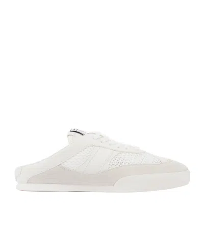 Chloé Kick Mesh And Leather Low-top Mule Sneakers In White