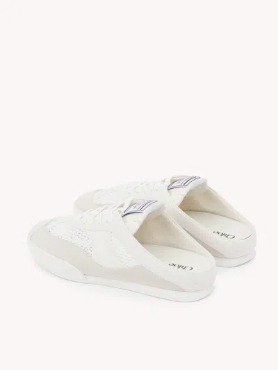 Chloé Kick Mesh And Leather Low-top Mule Sneakers In White