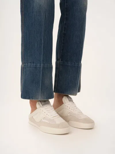 Chloé Kick Mesh And Leather Low-top Mule Sneakers In White