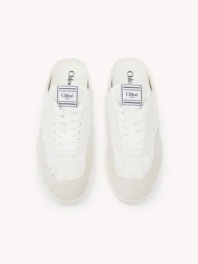 Chloé Kick Mesh And Leather Low-top Mule Sneakers In White