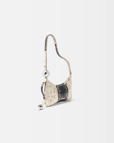 Jacquemus Curved Textured Shoulder Bag With Metallic Embellishments In Brown
