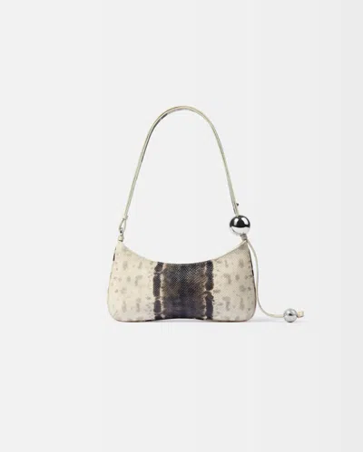 Jacquemus Curved Textured Shoulder Bag With Metallic Embellishments In Brown