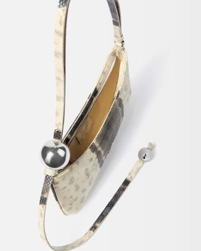 Jacquemus Curved Textured Shoulder Bag With Metallic Embellishments In Brown