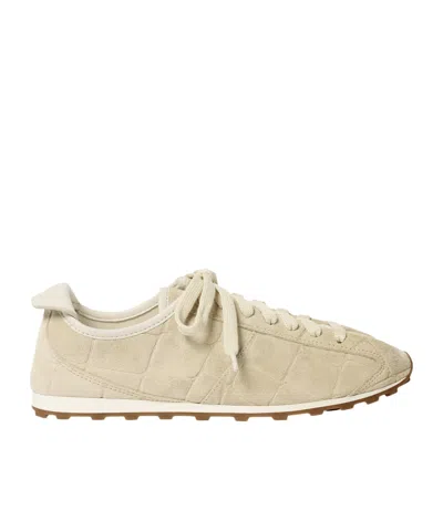 Jacquemus Sneaker Tennis In Ivory Crocodile Effect Suede Women In Neutral