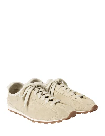 Jacquemus Sneaker Tennis In Ivory Crocodile Effect Suede Women In Neutral