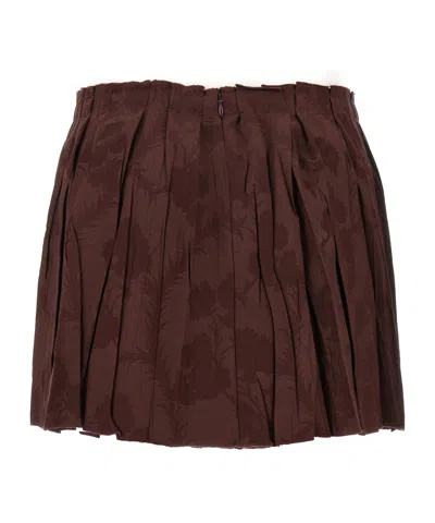 Etro Jacquard Floral Patterned Skirt In Brown