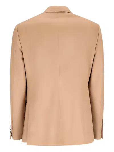 Lardini Double-breasted Peak-lapel Jacket In Neutral