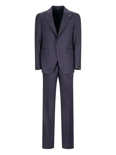 Tagliatore Pinstripe Single-breasted Suit In Blue