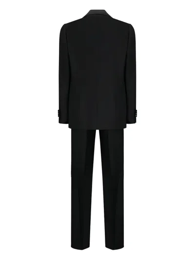 Lardini Cotton Single-button Suit In Black