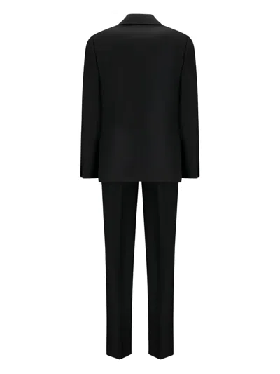 Lardini Cotton Single-button Suit In Black