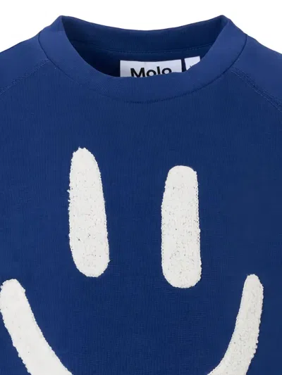 Molo Smiley-face Cotton Sweatshirt In Blue
