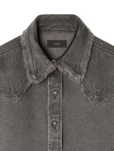FRAYED-HEM DENIM SHIRT
